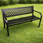 Záhradná kovová lavička – 120cm, čierna